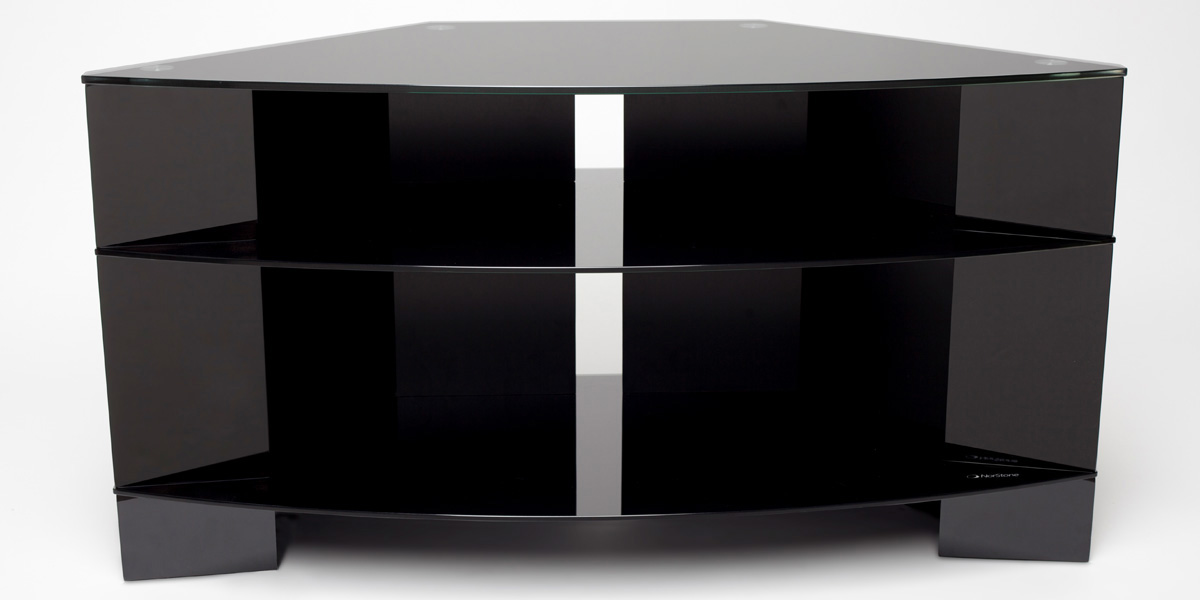 Meuble tv d'angle en verre noir