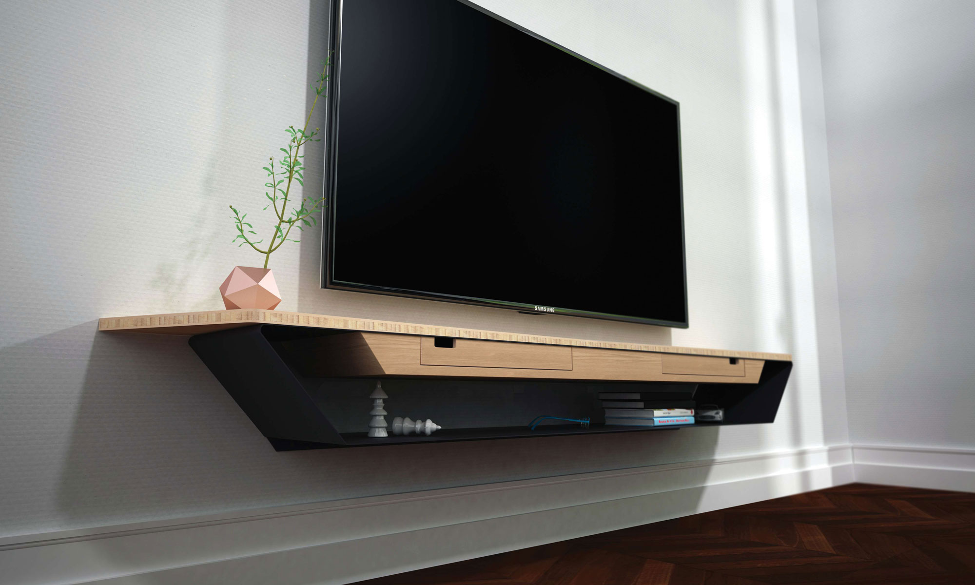 Meuble d'angle tv suspendu