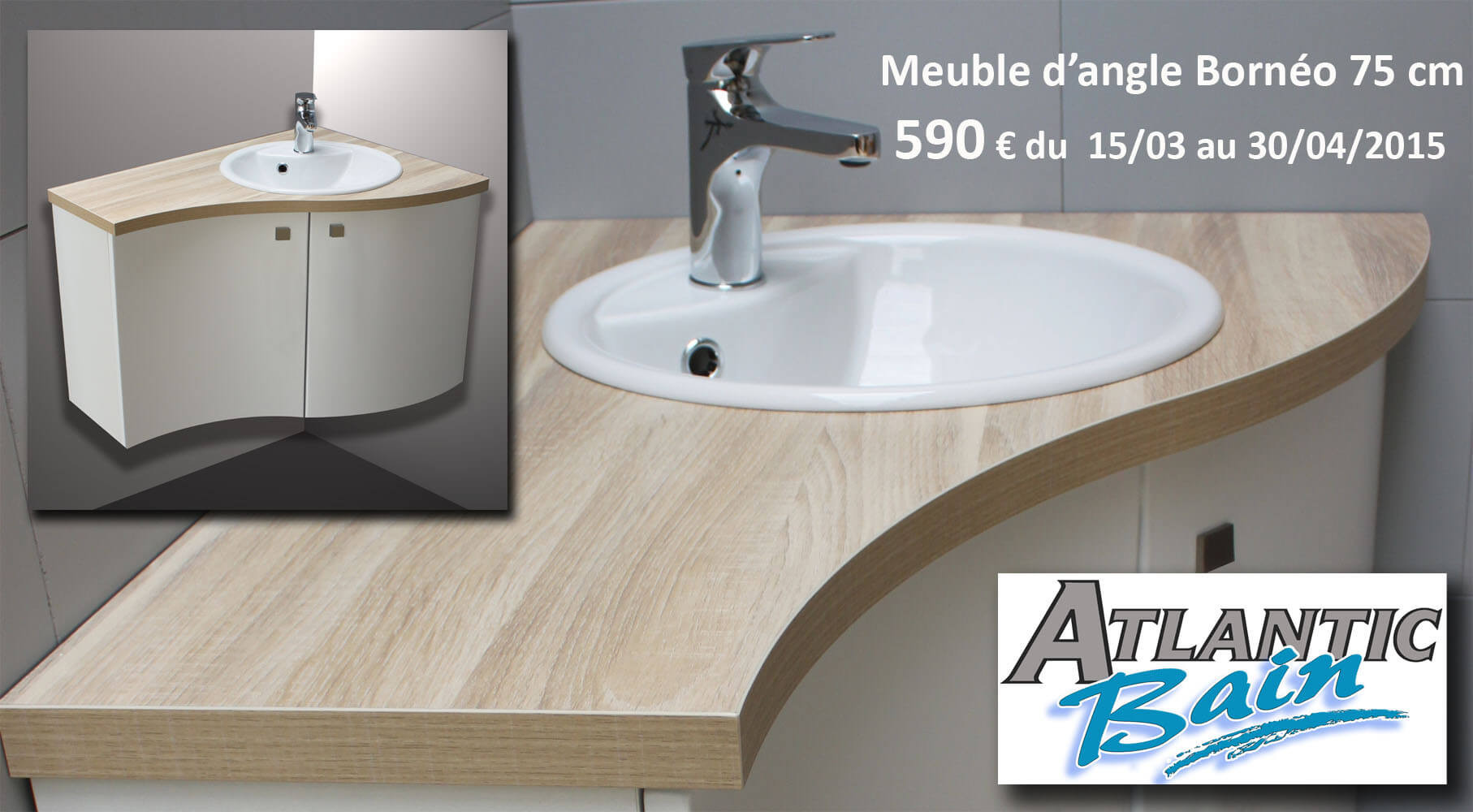 Meuble d'angle salle de bain blanc
