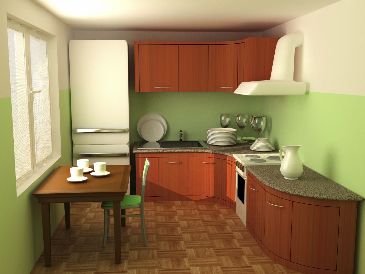 Meuble d'angle cuisine arrondi