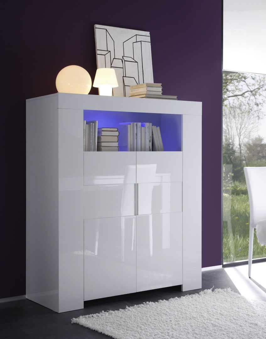 Meuble haut salon blanc laqué