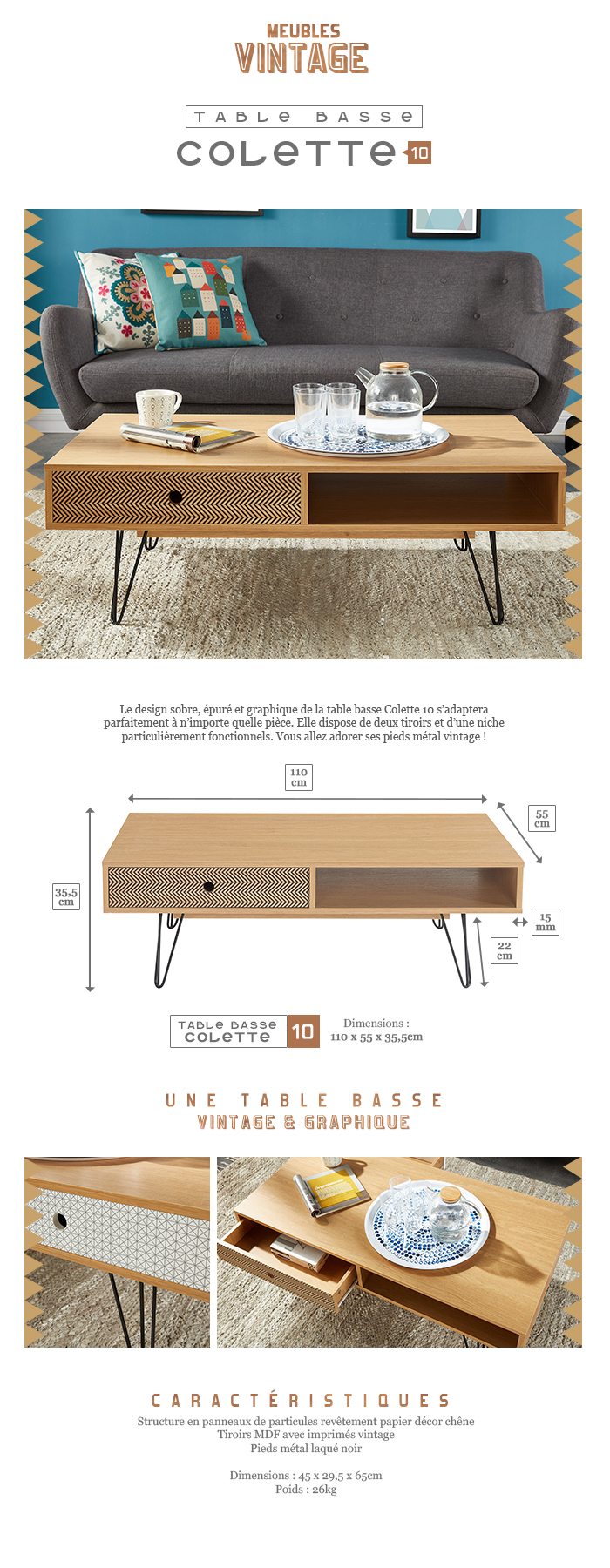Pied scandinave pour table basse