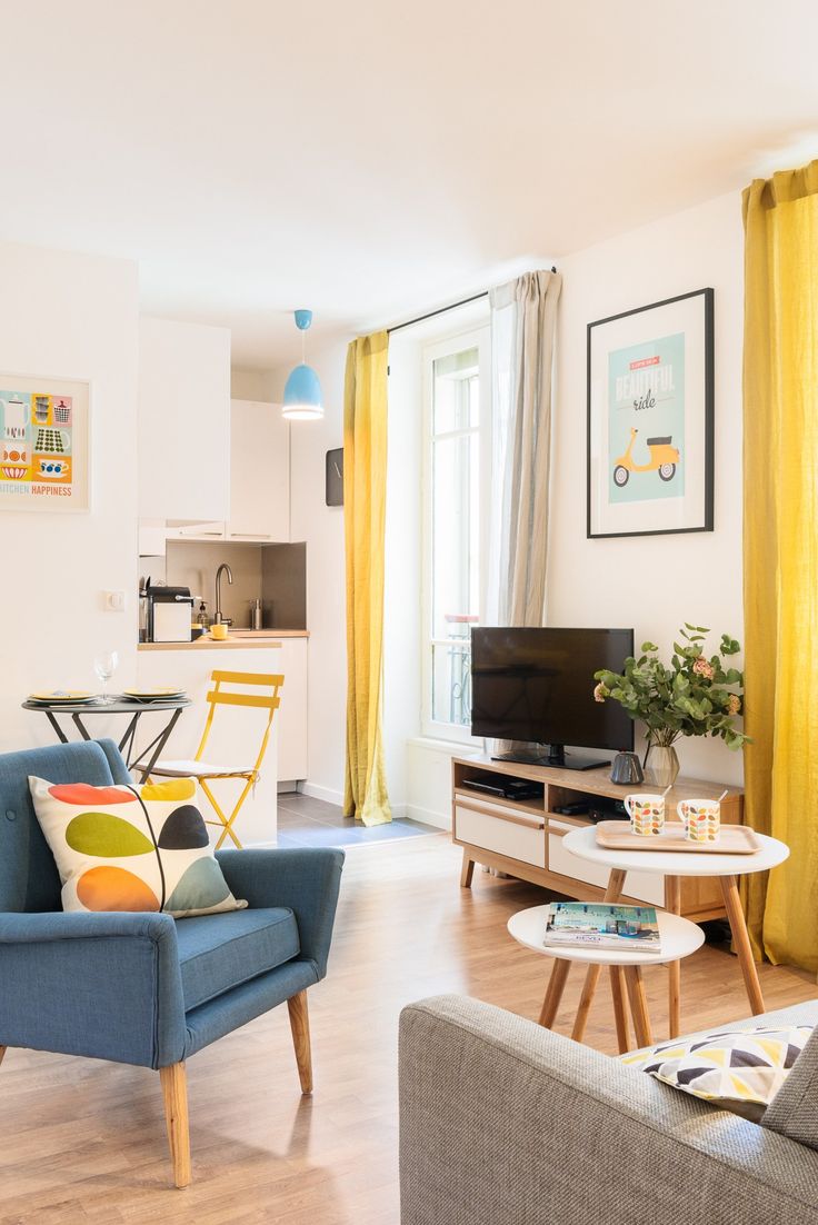Style scandinave salon jaune