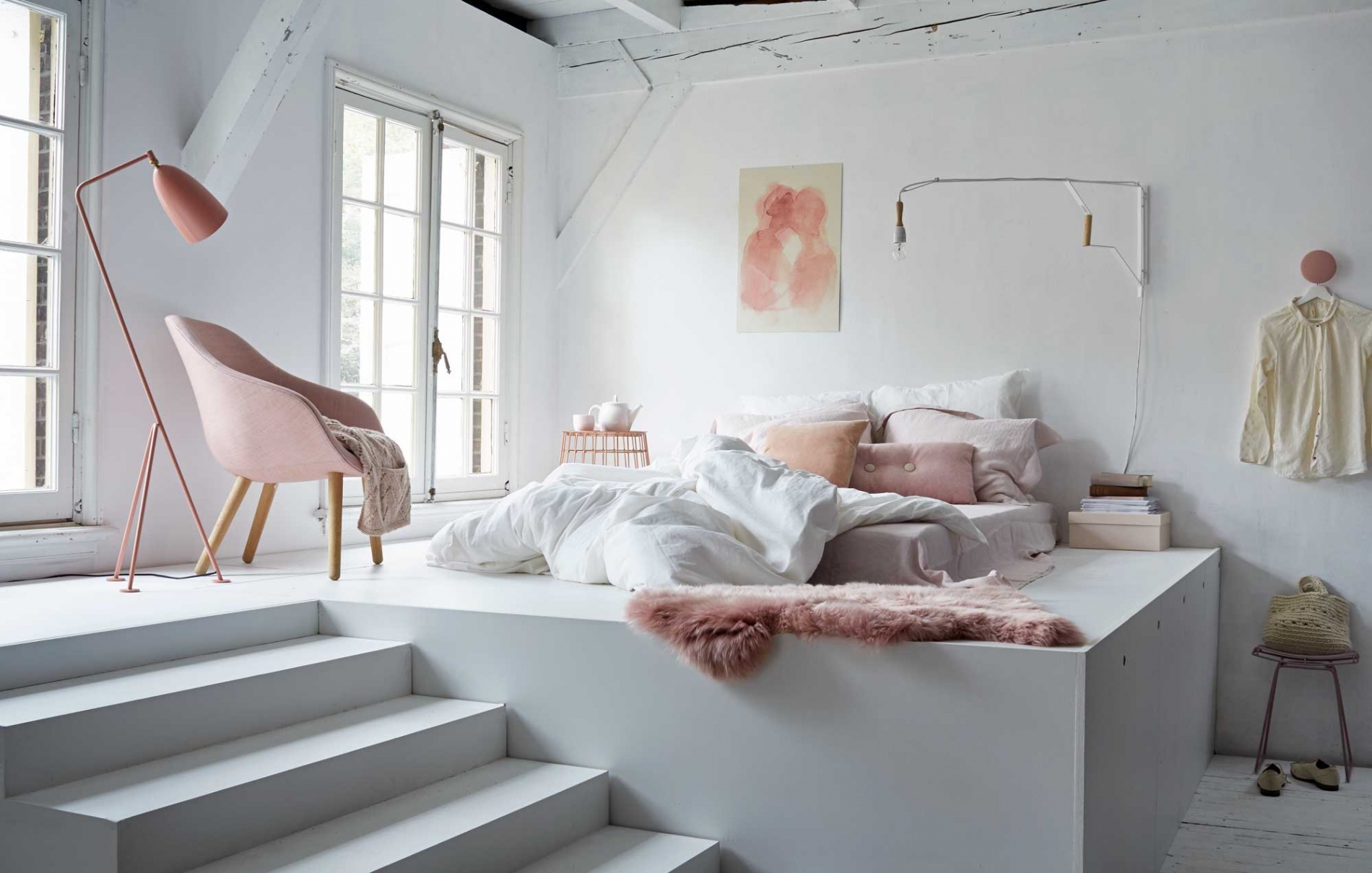 Deco scandinave rose chambre