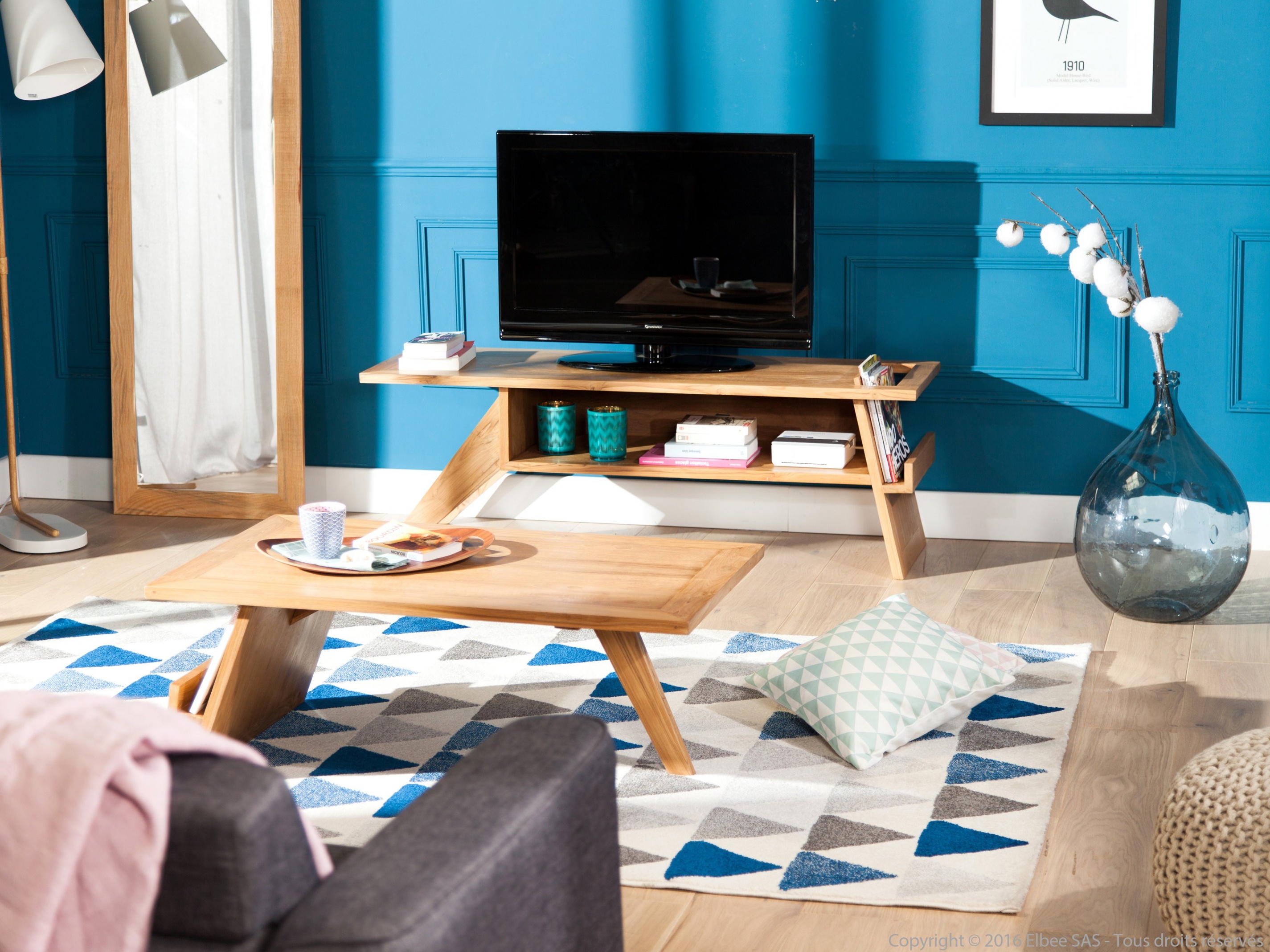 Salon scandinave bleu