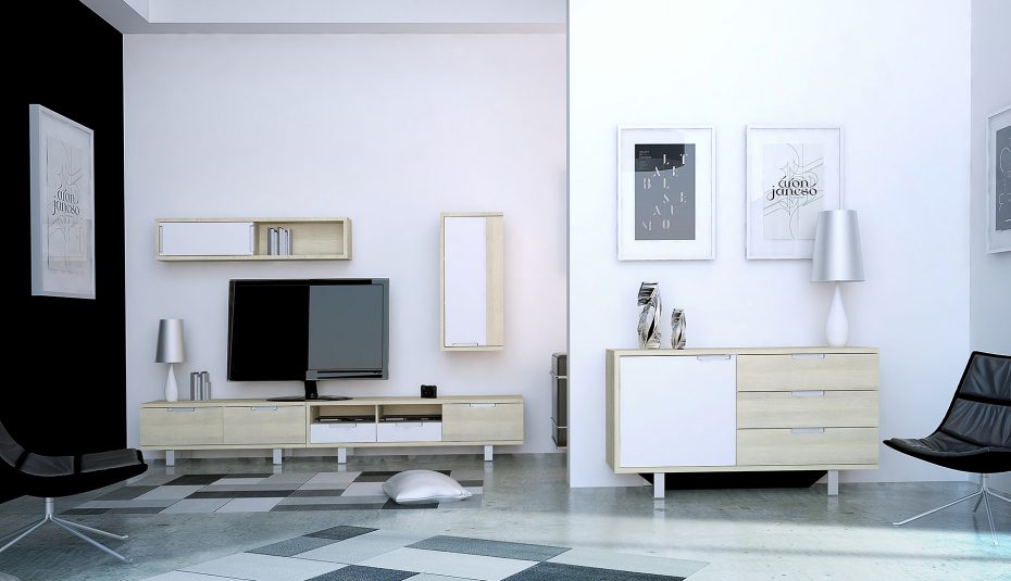 Salon scandinave noir et bois