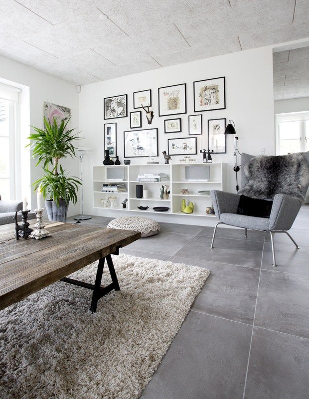Salon scandinave carrelage