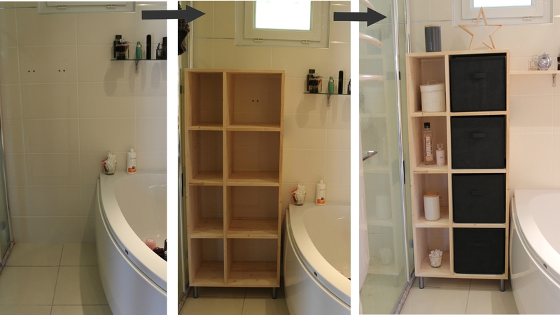 Meuble rangement salle de bain scandinave