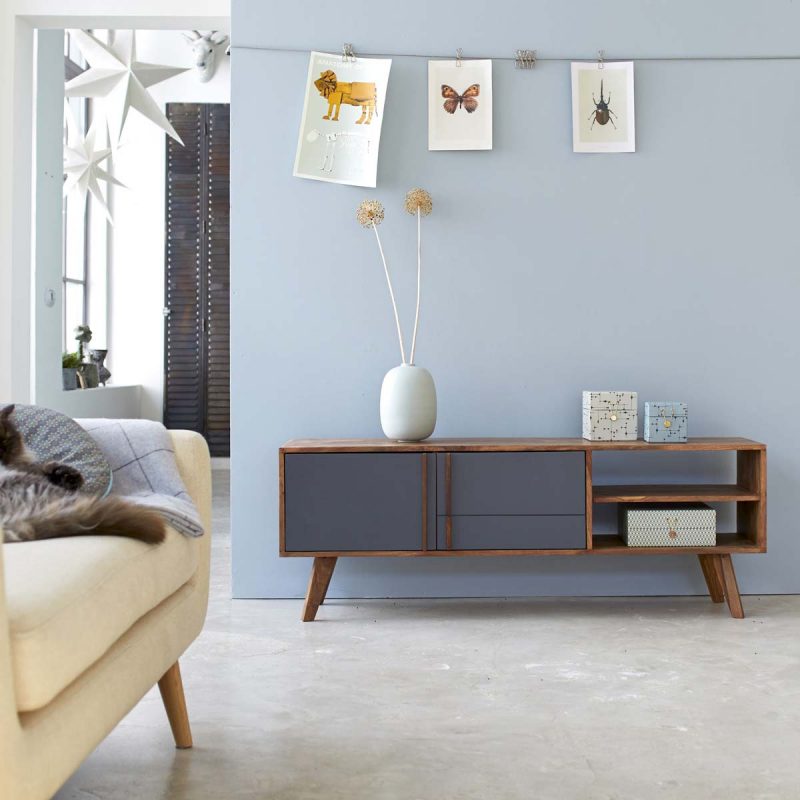 Salon scandinave bleu gris