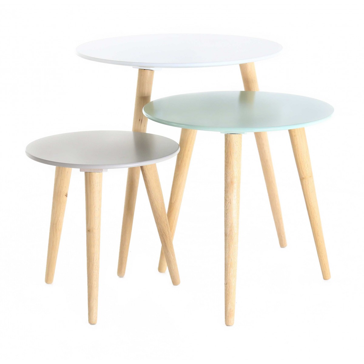 Table basse gigogne scandinave blanche et grise