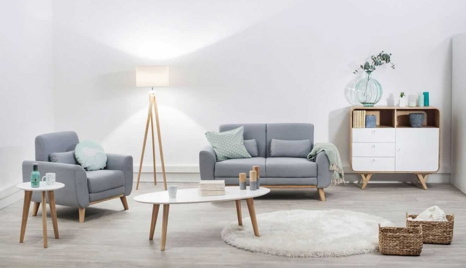 Salon blanc bois scandinave