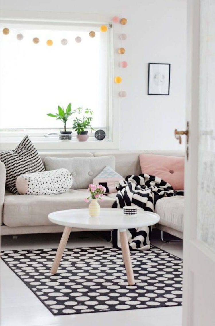 Tapis salon scandinave noir et blanc