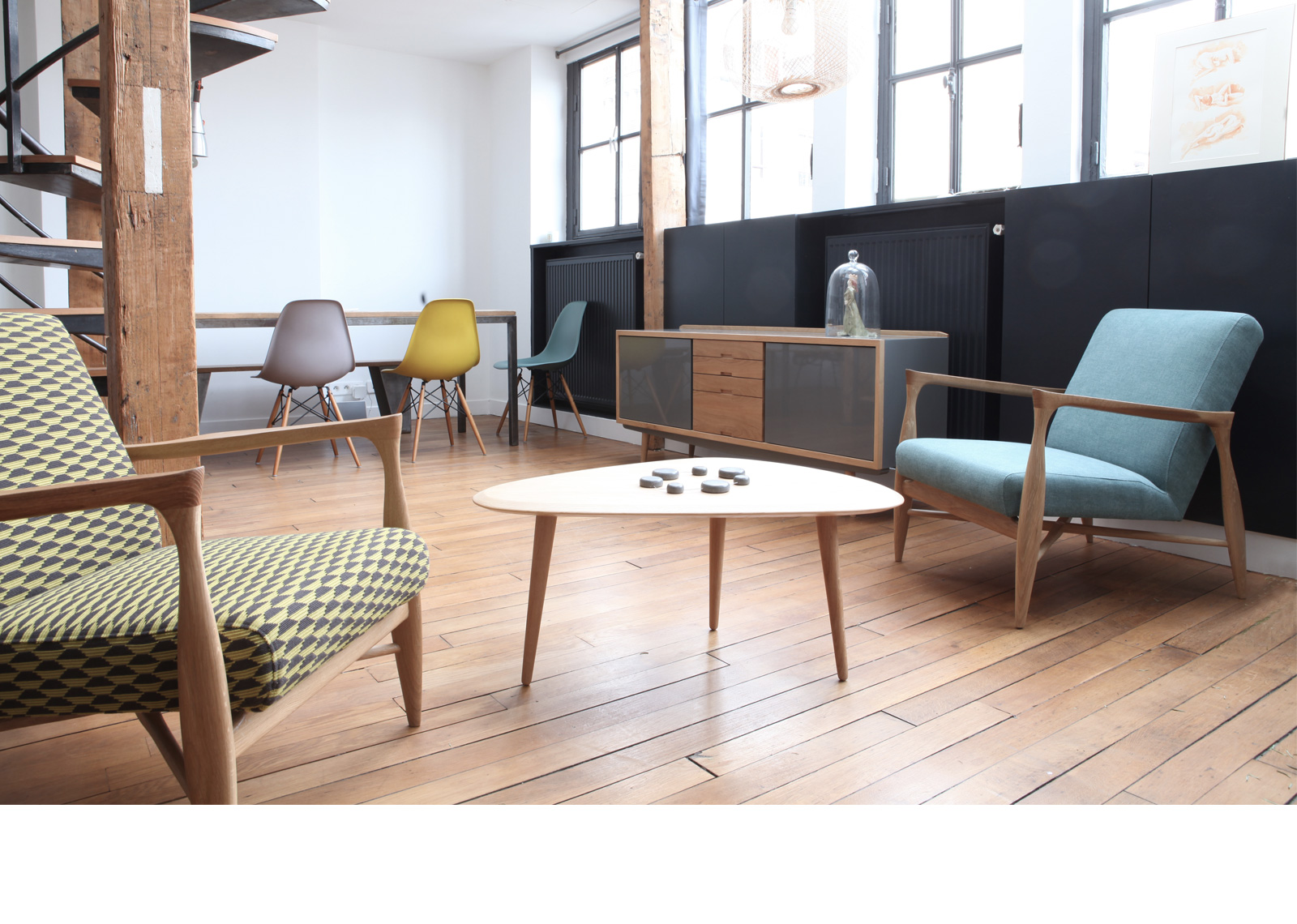 Fauteuil scandinave avec table