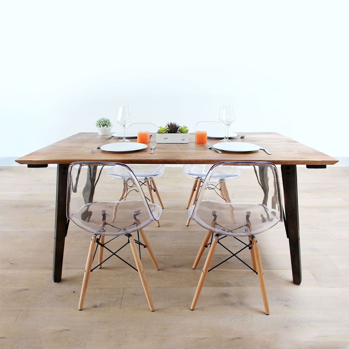 Table à manger scandinave en verre