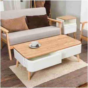 Table basse scandinave bois blanc