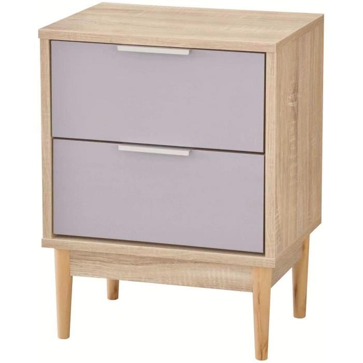 Table de chevet 2 tiroirs scandinave