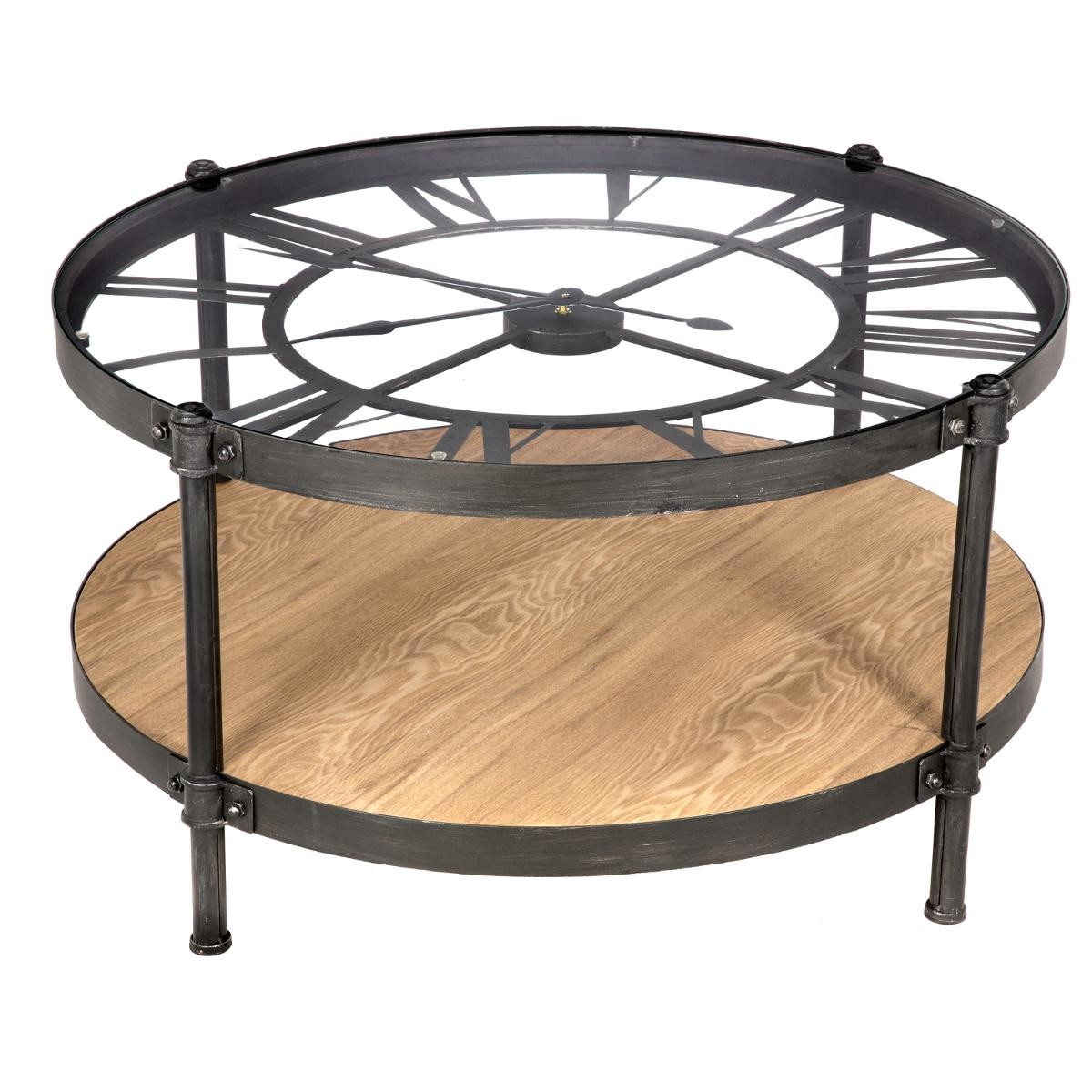 Table basse ronde horloge