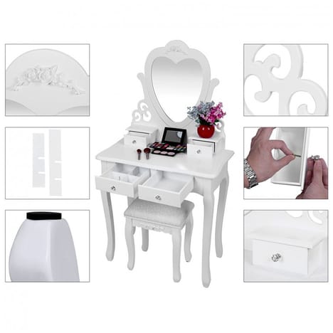 Coiffeuse avec miroir tabouret pas cher