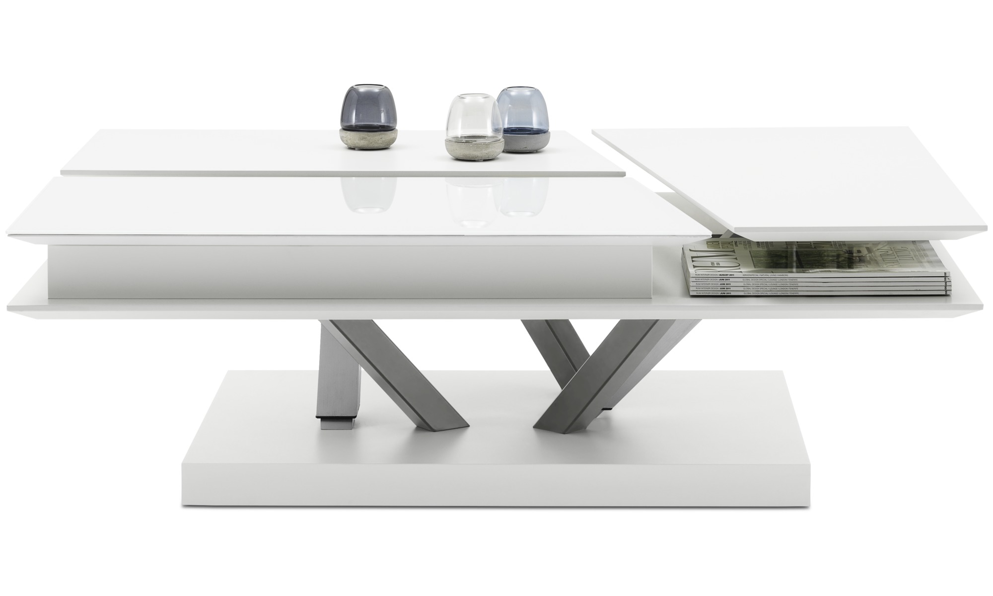 Table basse en verre boomerang