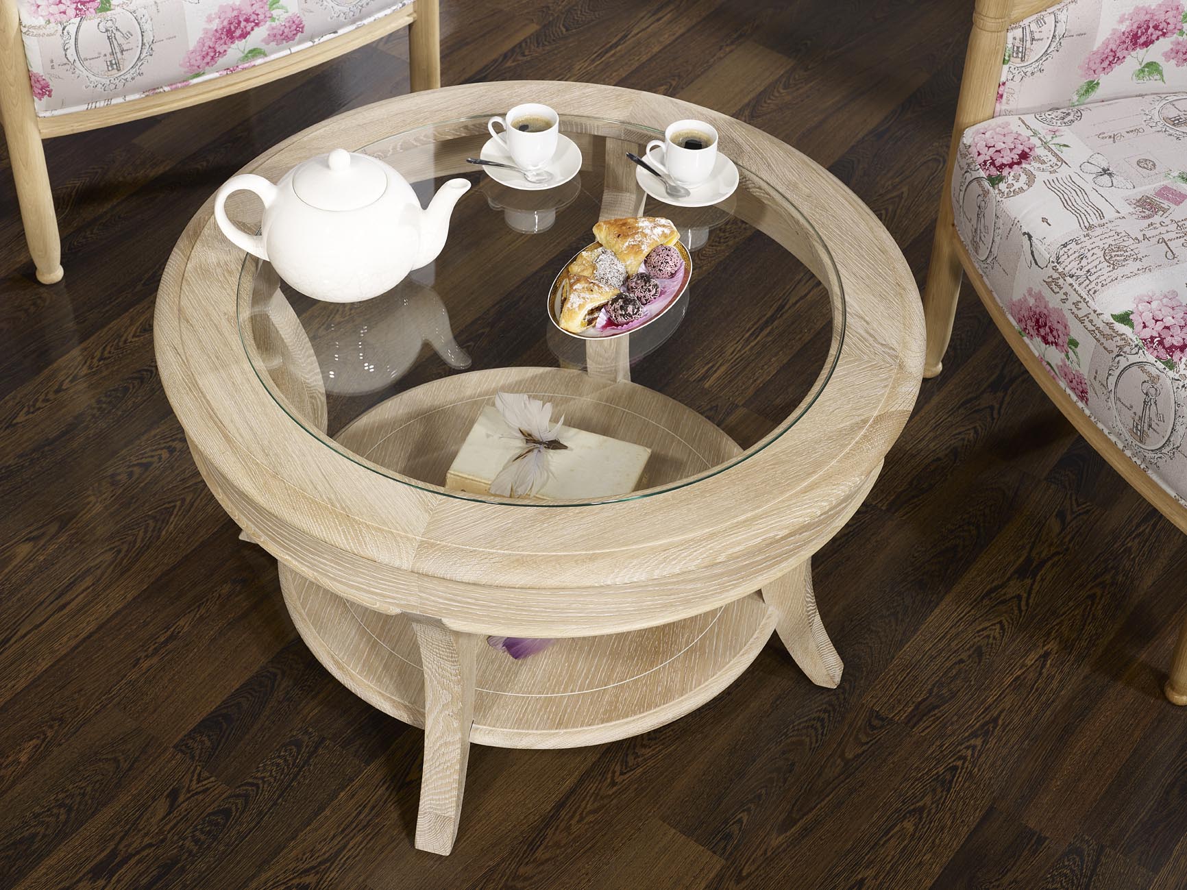 Table basse ronde en chene