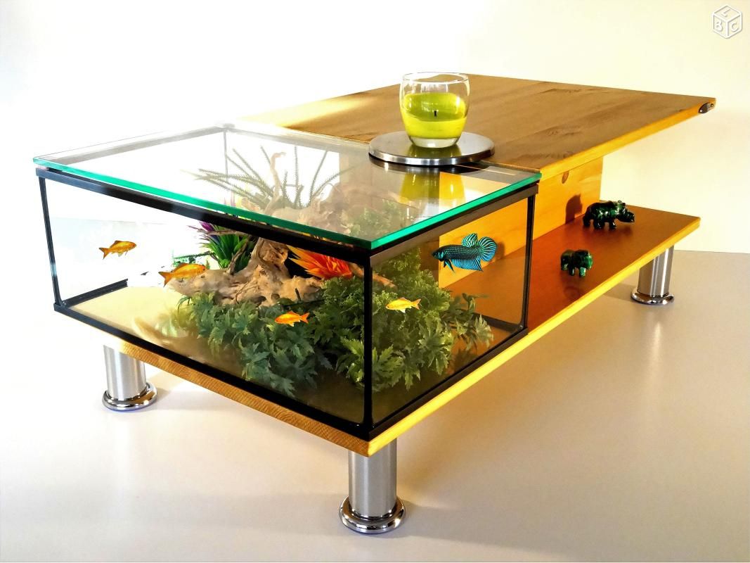 Table basse aquarium led