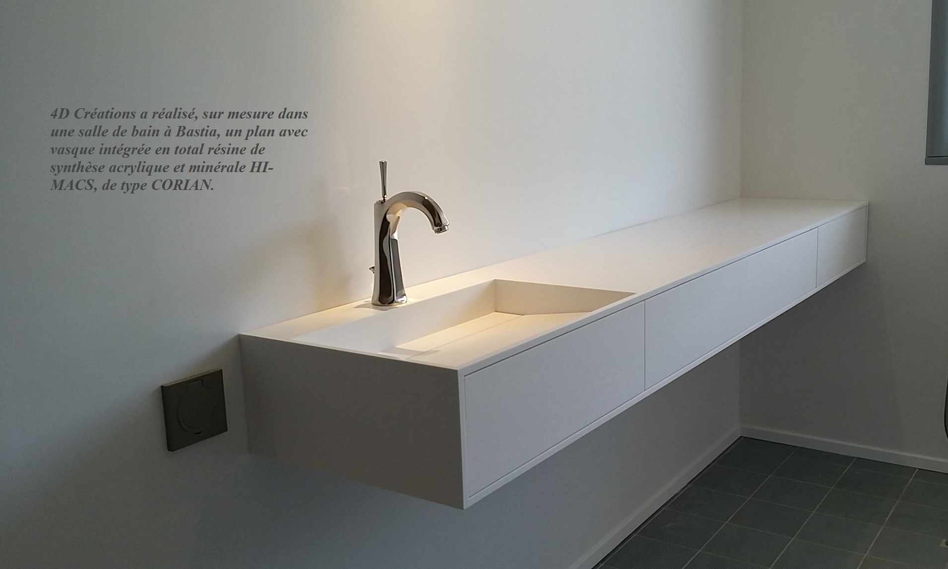 Evier sur mesure en resine