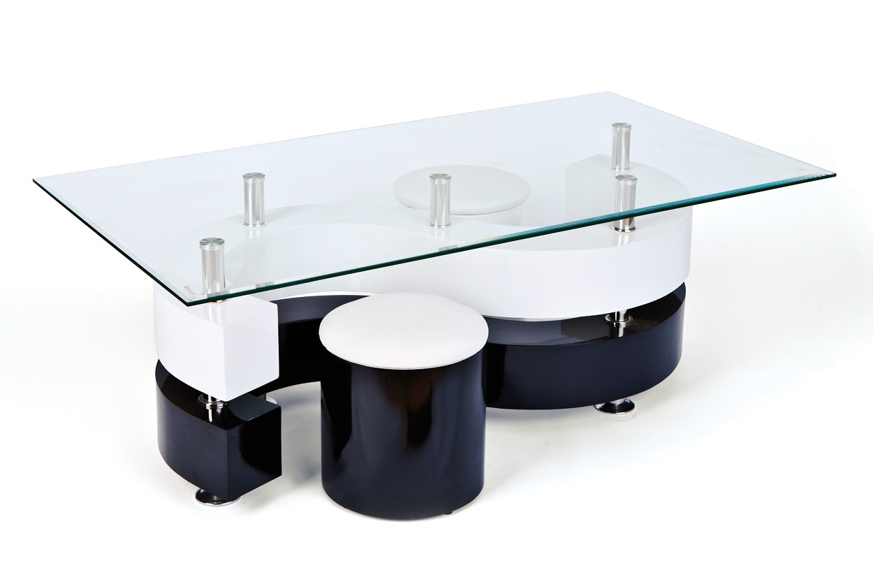 Table basse en verre fumé noir