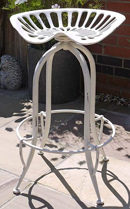 Tabouret tracteur blanc