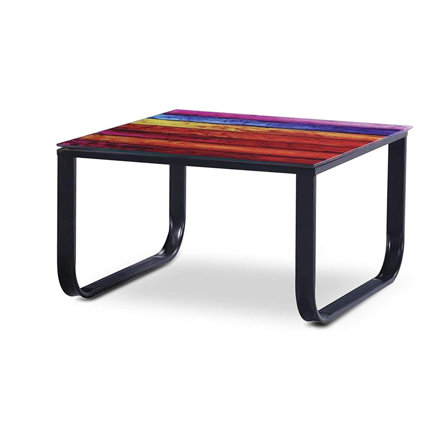 Table basse en verre trempé et métal noir