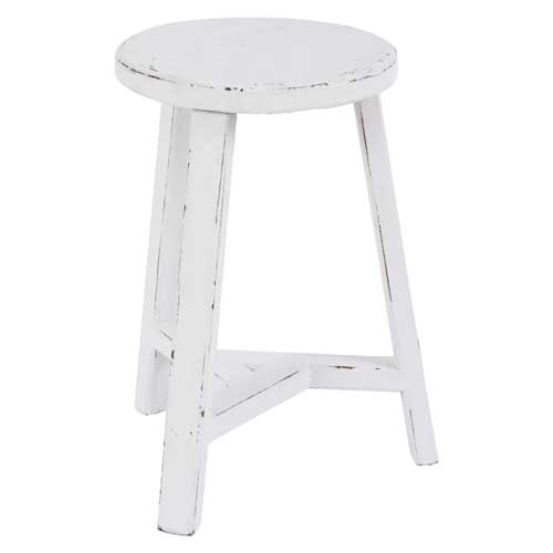 Petit tabouret en bois blanc