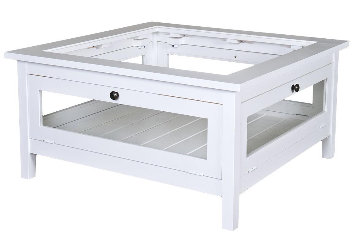 Table basse en verre avec rangement