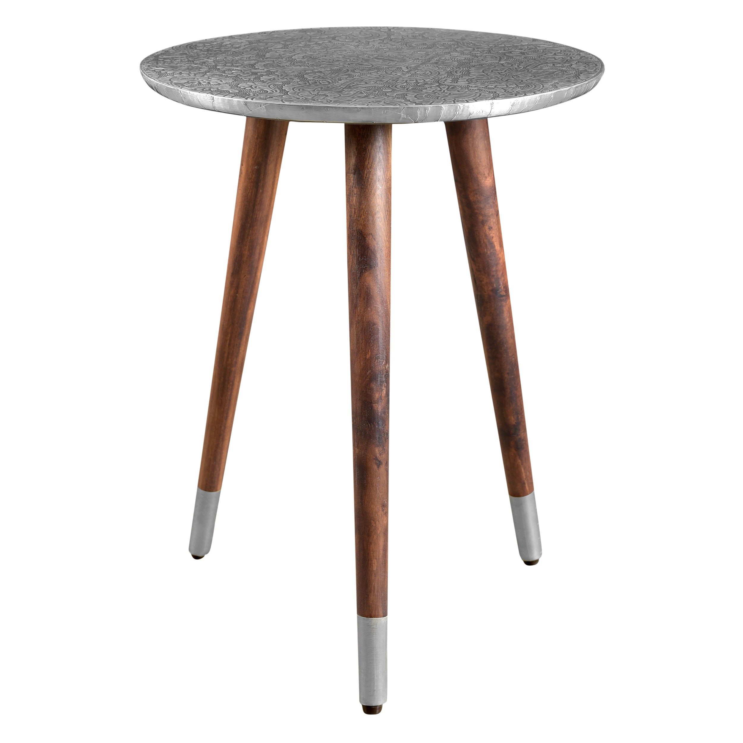 Table basse bois metal argent