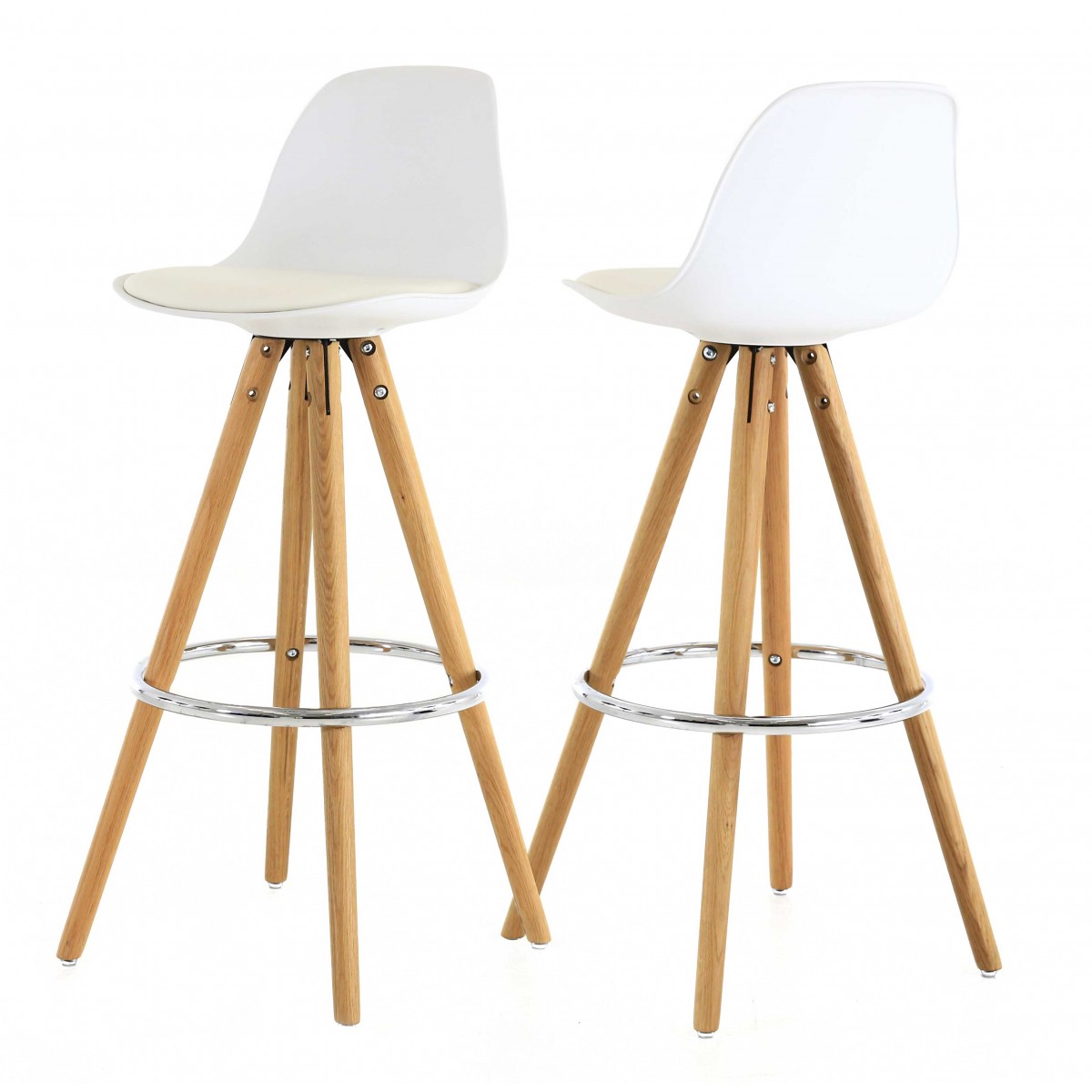 Tabouret bar blanc et bois