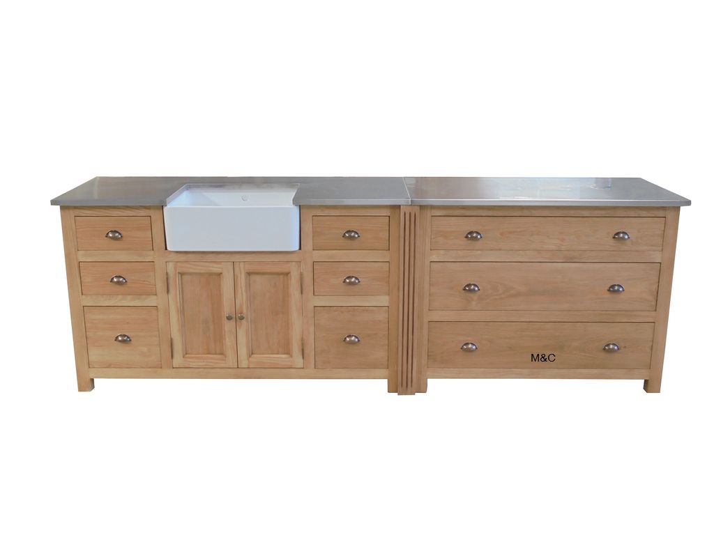 Meuble sous evier cuisine bois brut