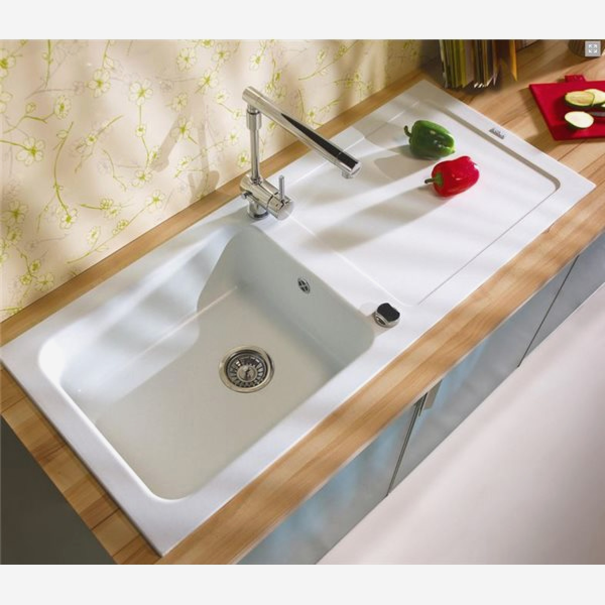 Evier cuisine blanc resine