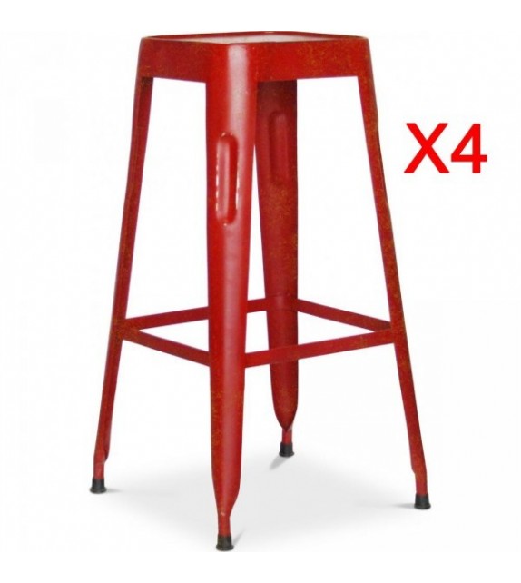 Lot de 4 tabouret de bar rouge