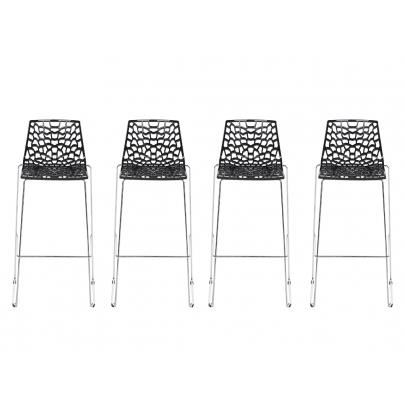 Tabouret de bar 4 pieds noir