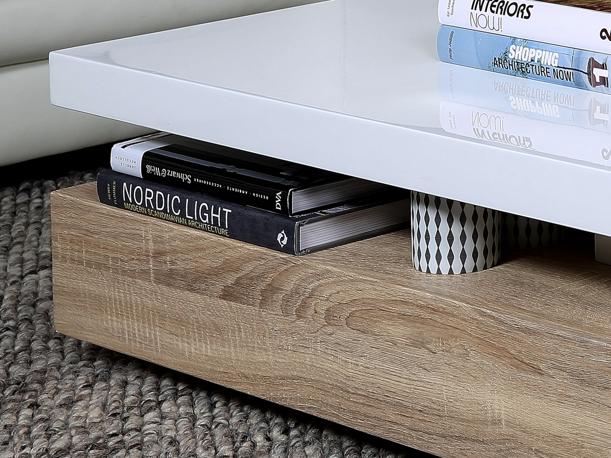 Table basse design dessus en bois laqué blanc maxima