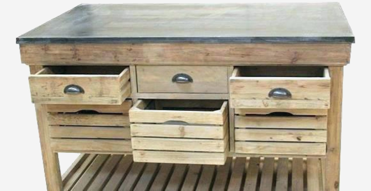Meuble sous evier cuisine bois brut