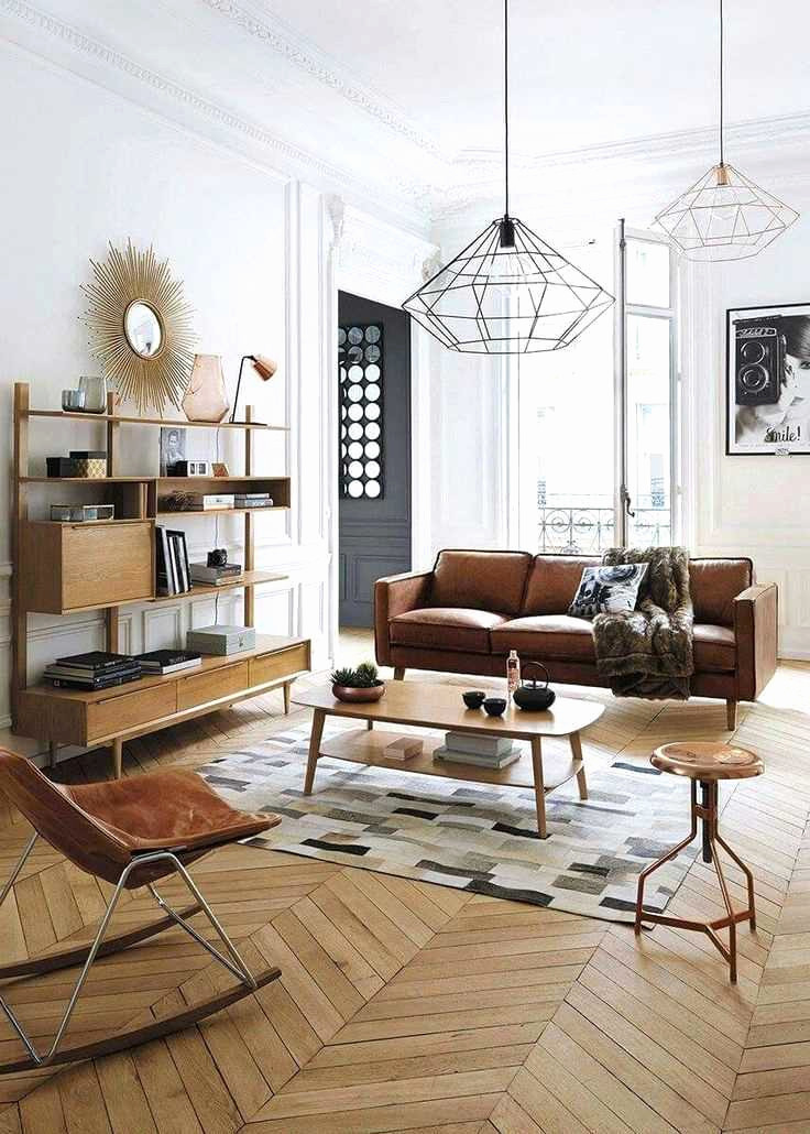 Table basse scandinave avec pouf