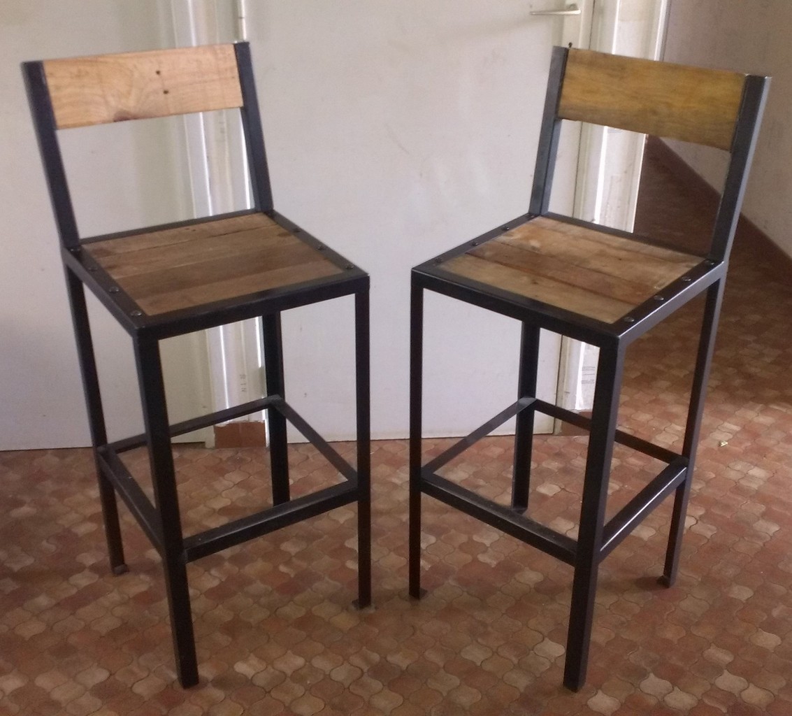 Tabouret bar bois et metal