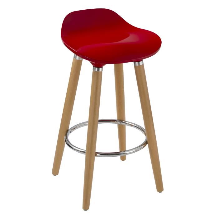 Tabouret bois rouge