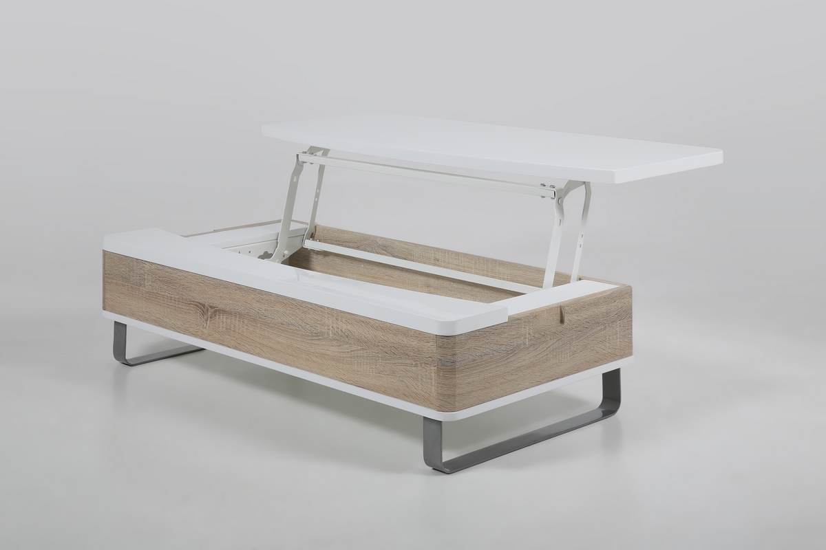 Table basse carrée bois blanchi