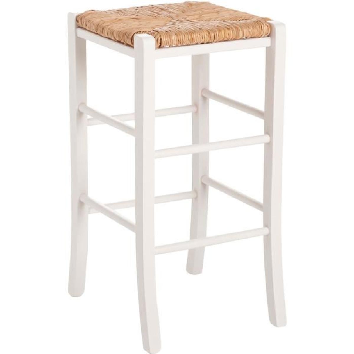 Tabouret de bar en bois assise paille