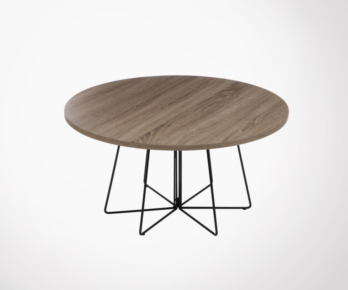 Table basse ronde bois industrielle