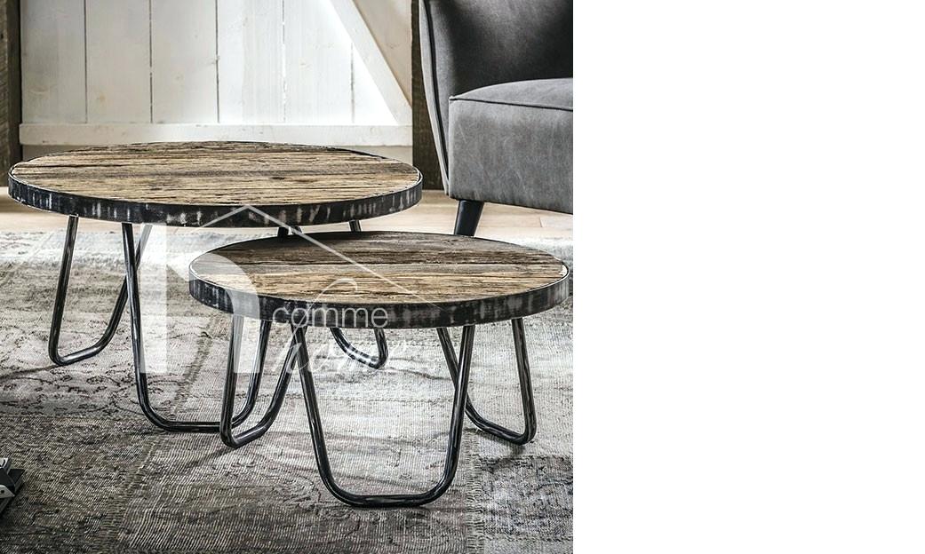 Table basse ronde style industriel réglable 'flexo'