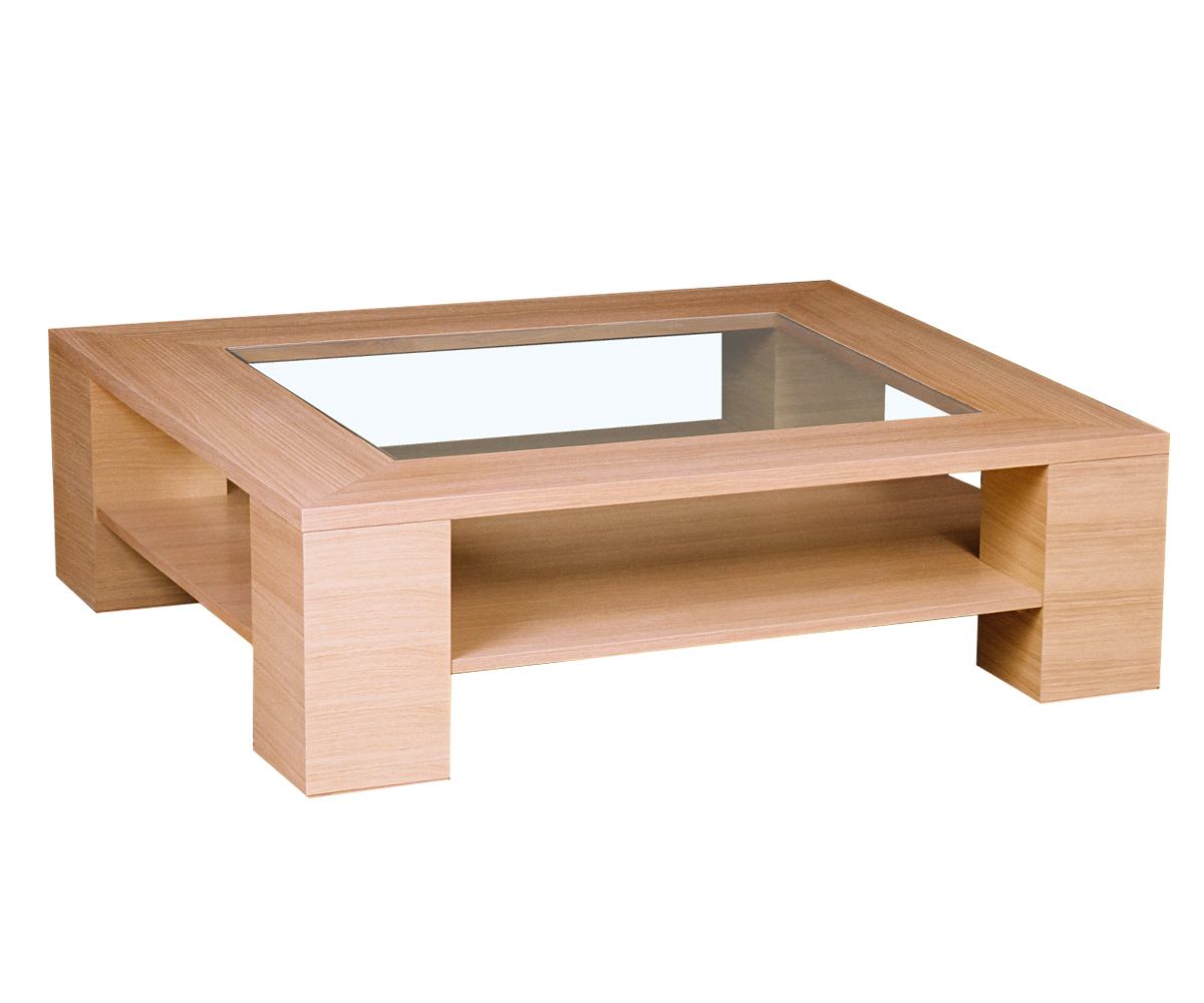 Table basse bois verre rectangulair