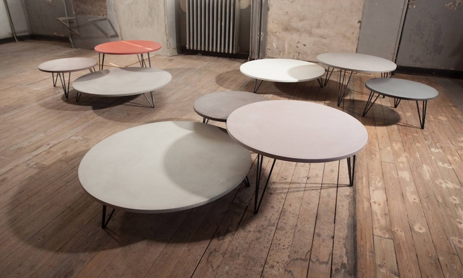 Table basse ronde effet beton