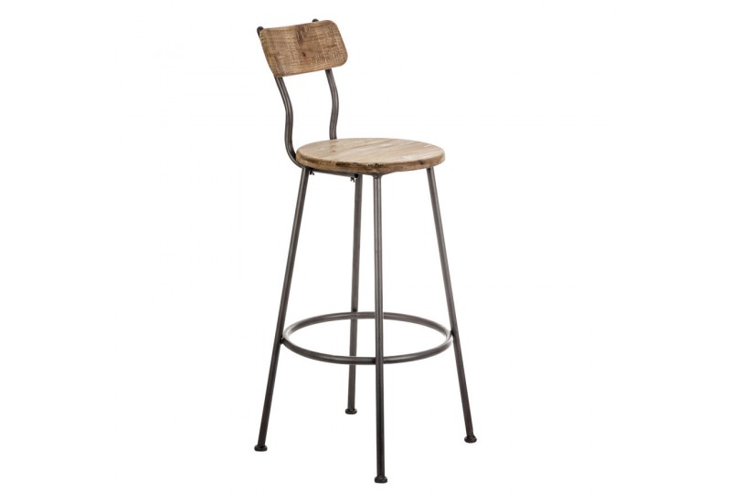 Tabouret dossier bois